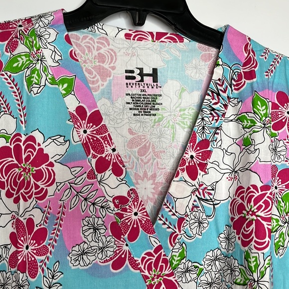 NWT Beverly Hills Uniforms Scrubs 3X PLUS SIZE -Bright Floral - Picture 2 of 7